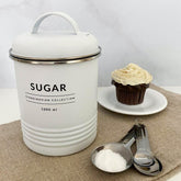 Lata Porta Condimento de Metal Porta Açúcar 1000ml Copenhag Yoi Sugar Branco Fosco